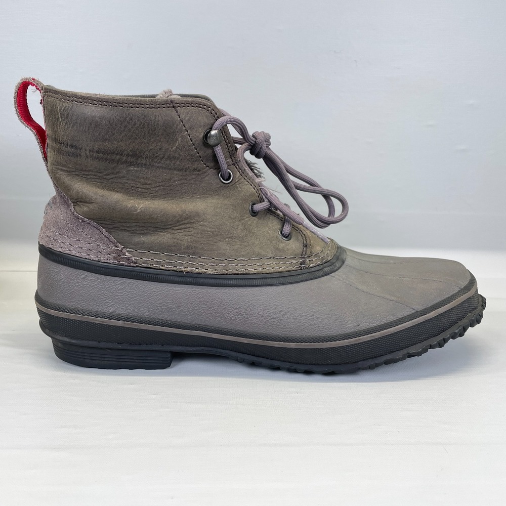 UGG Zetik Waterproof Duck Boots Mens Size 11 Brown Leather Gray Lace Up Shoes